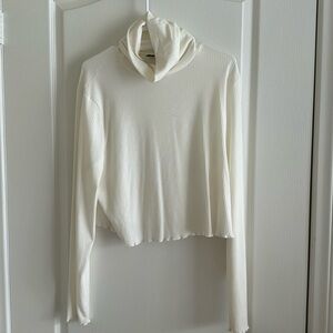 Cropped ribbed turtle neck